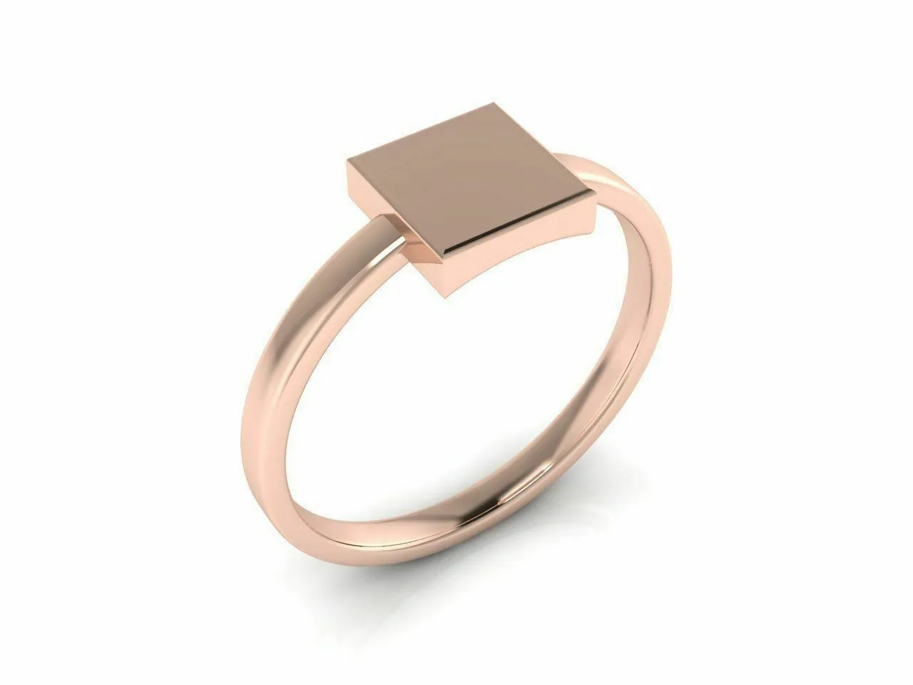 18k Ring Solid Rose Gold Ladies Jewelry Elegant Square Shape Band CGR74R