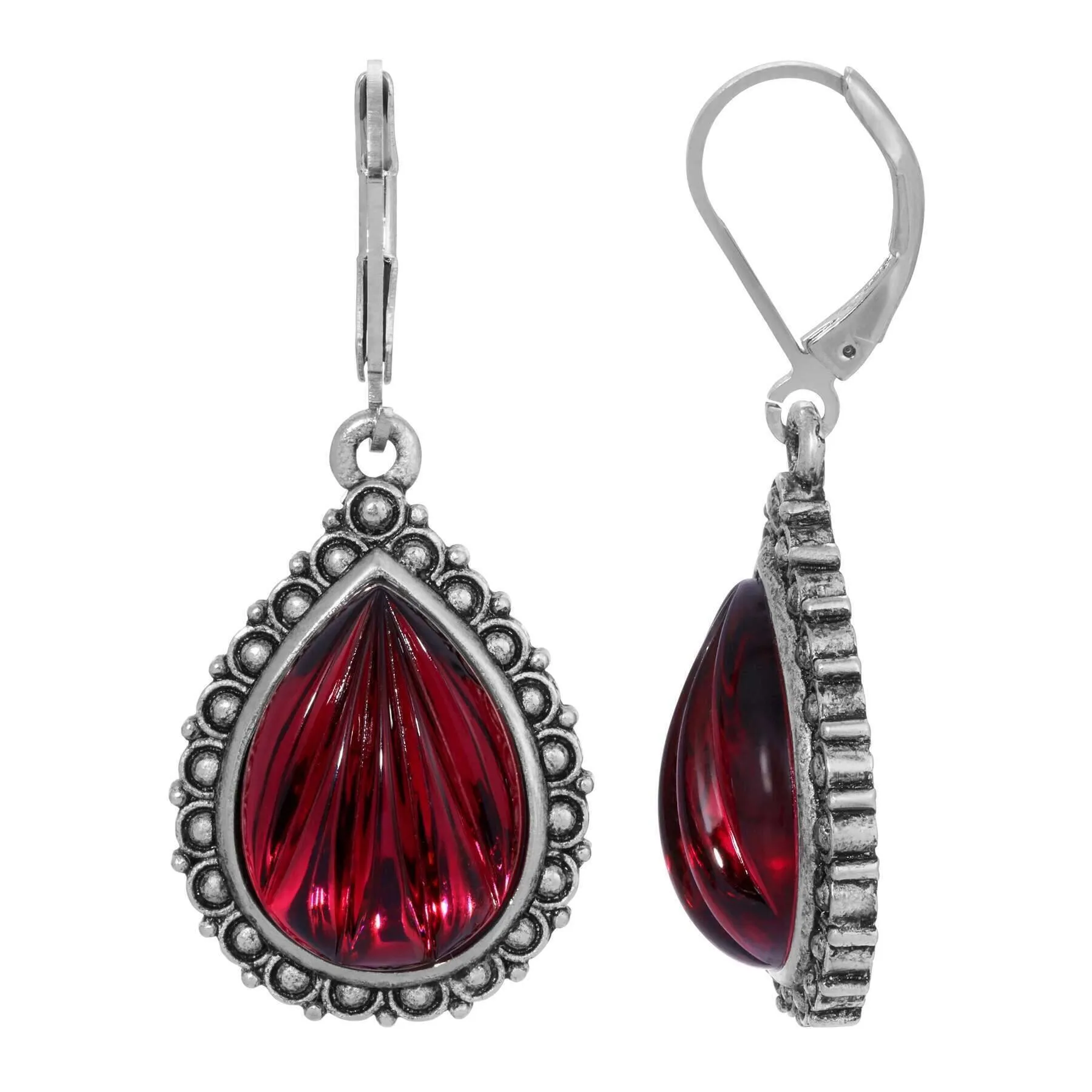 1928 Jewelry Moda Antiqued Teardrop Stone Drop Earrings