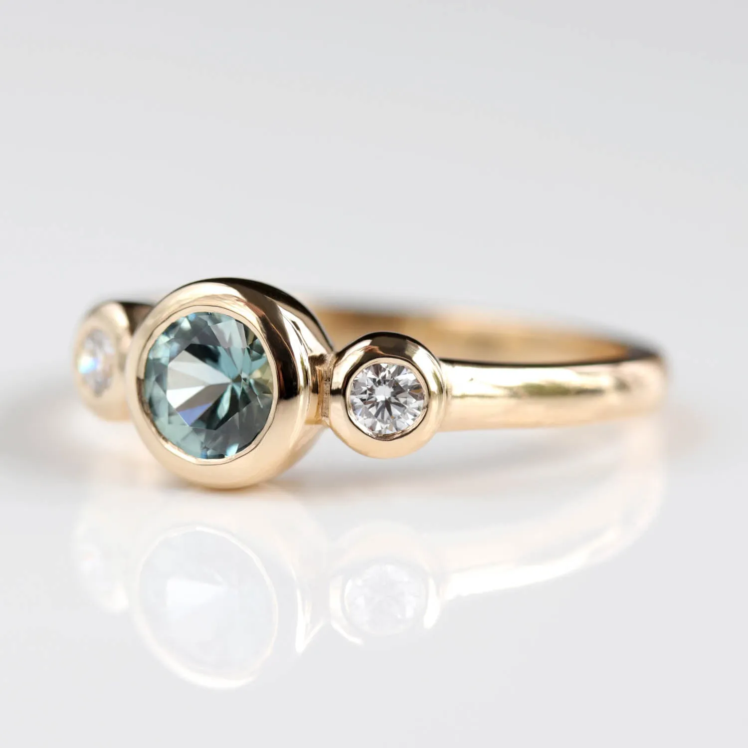 5mm Three Stone Ring with Montana Sapphire