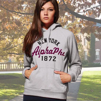 Alpha Phi State and Date Printed Hoody - Gildan 18500 - CAD