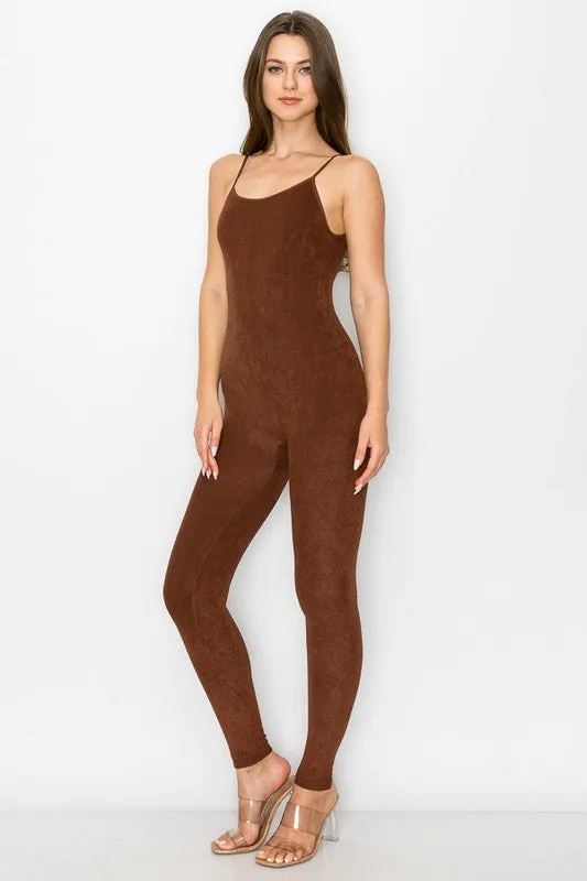 Amexlie Textured Seamless Jumpsuit (Brown)