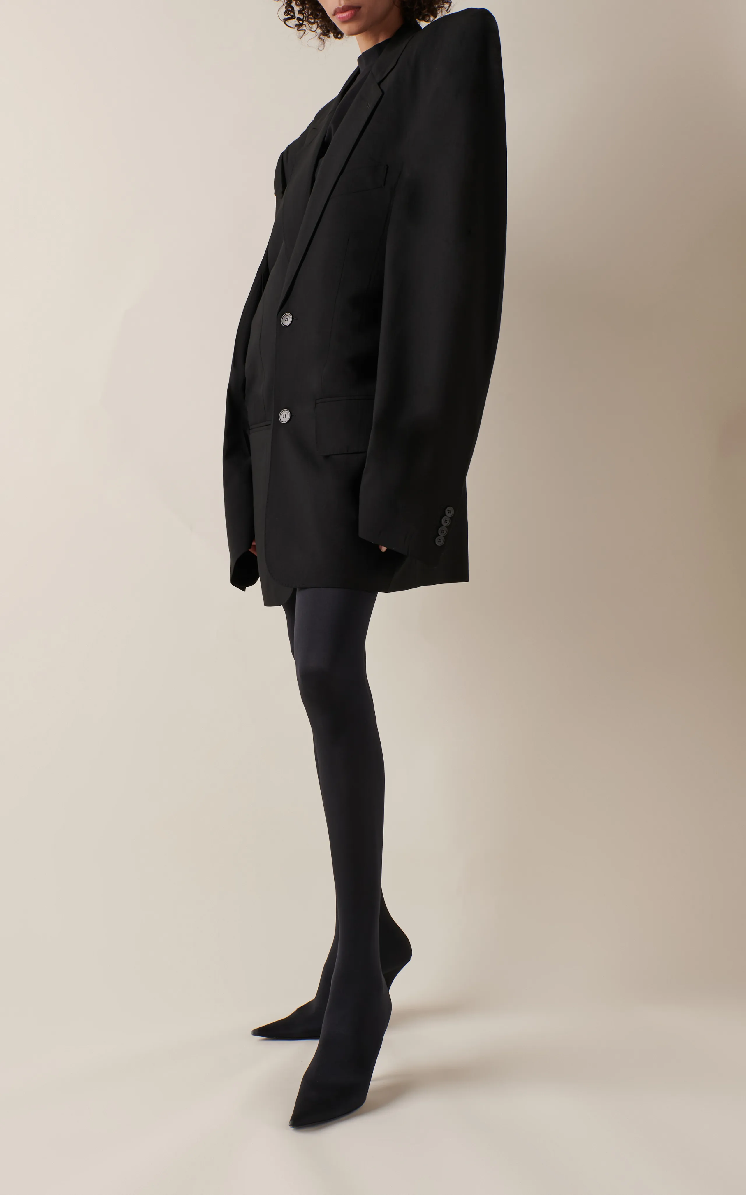 Balenciaga Cut-Away Boxy Wool Jacket