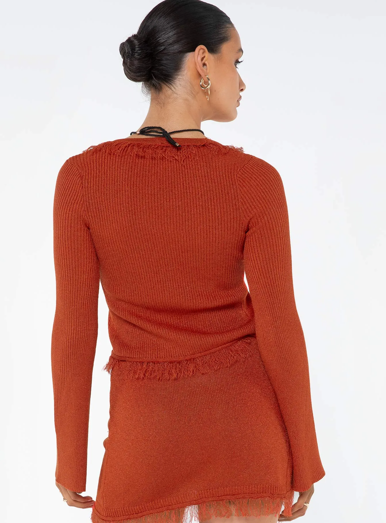 Banita Long Sleeve Knit Top Red