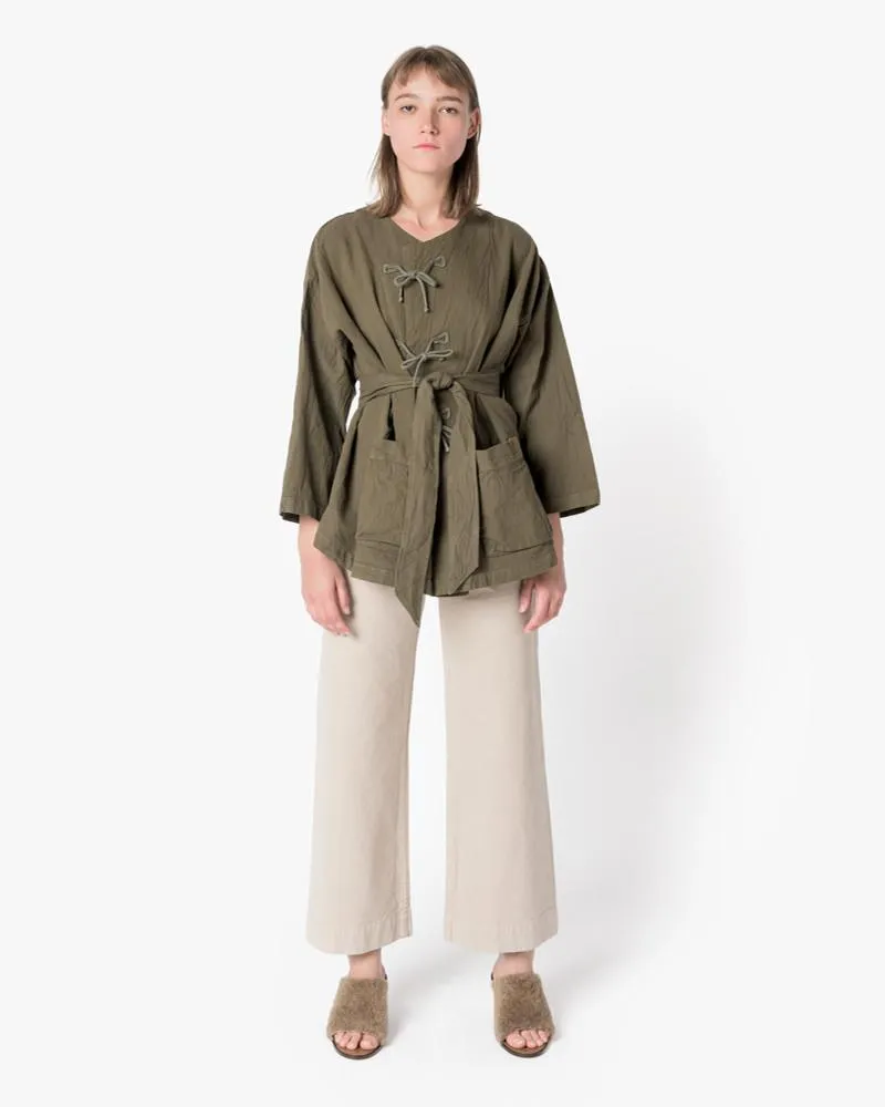 Belted Fisherman Jacket in Moss