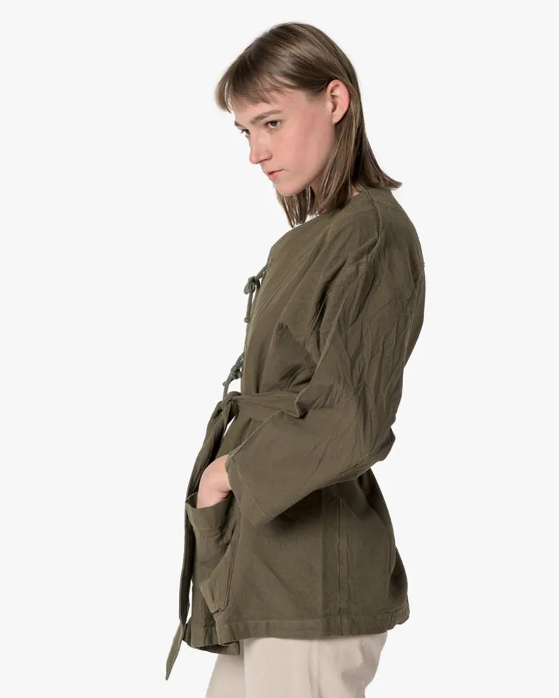 Belted Fisherman Jacket in Moss