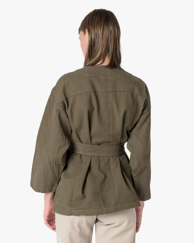 Belted Fisherman Jacket in Moss