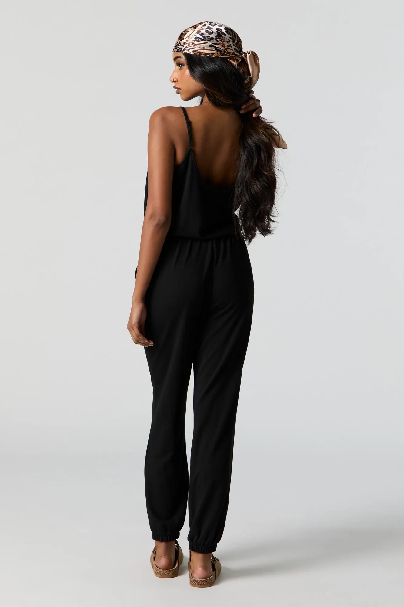 Black Button-Up Cami Jumpsuit