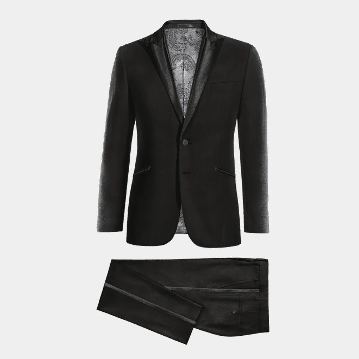 Black essential shimmer Tuxedo with peak lapel