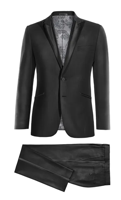 Black essential shimmer Tuxedo with peak lapel