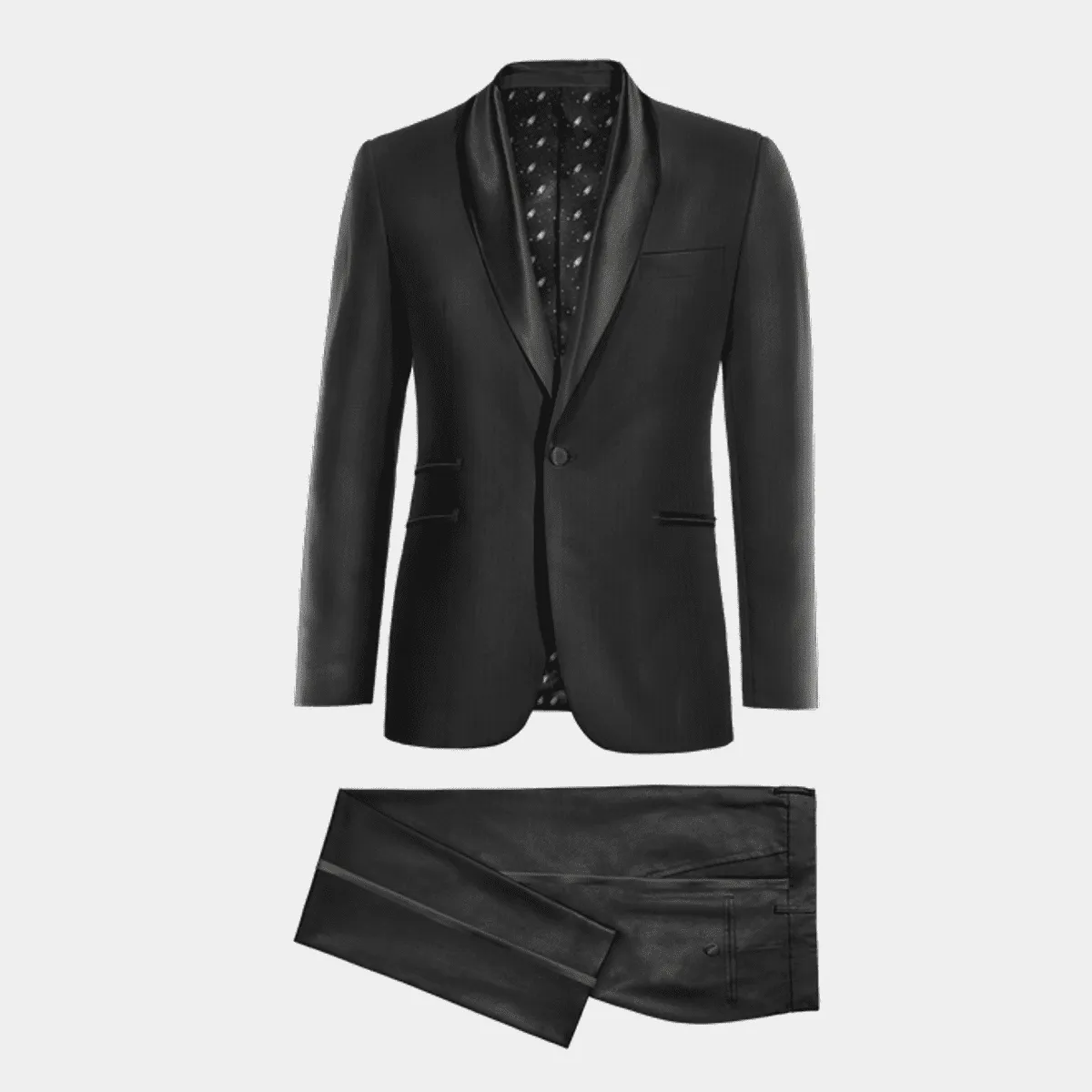 Black essential shiny Tuxedo with shawl lapel