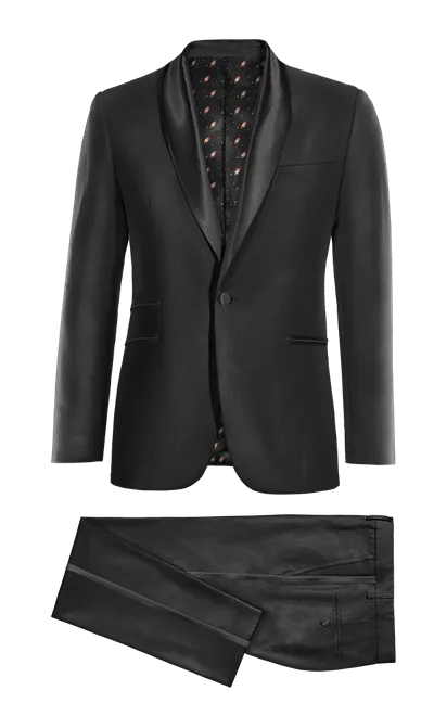 Black essential shiny Tuxedo with shawl lapel