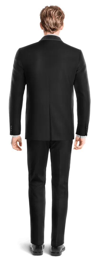 Black essential Tuxedo with handkerchief & wide lapel