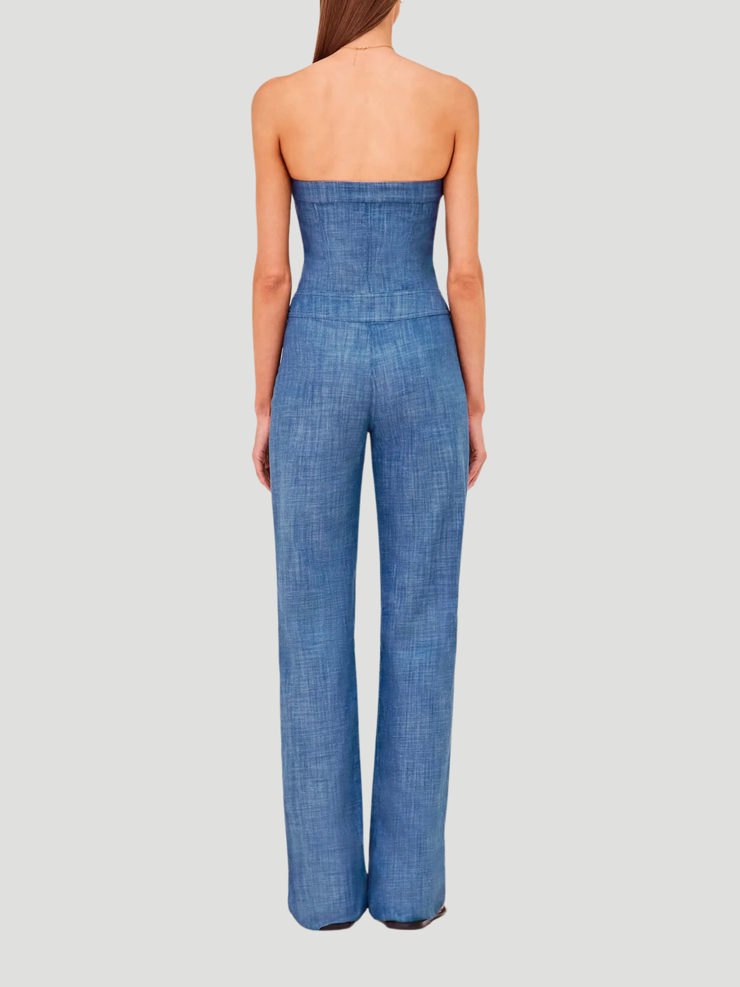 Breslin Chambray Strapless Jumpsuit