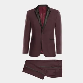 Burgundy essential Tuxedo with black lapel