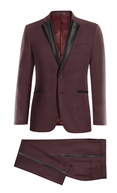 Burgundy essential Tuxedo with black lapel