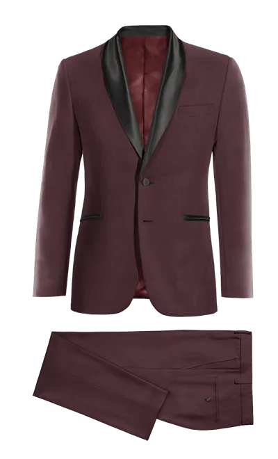 Burgundy essential Tuxedo with black shawl lapel