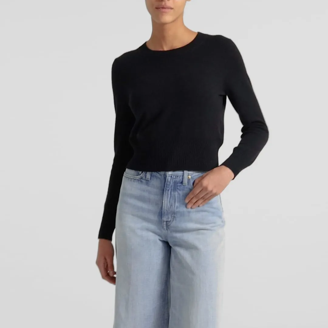 Cashmere shrunken crewneck sweater