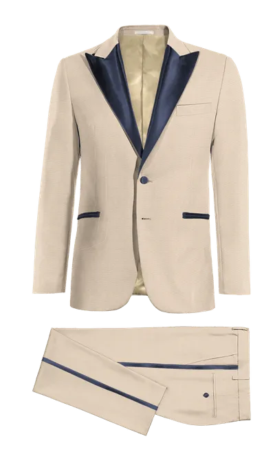 Champagne essential Tuxedo with wide blue lapel