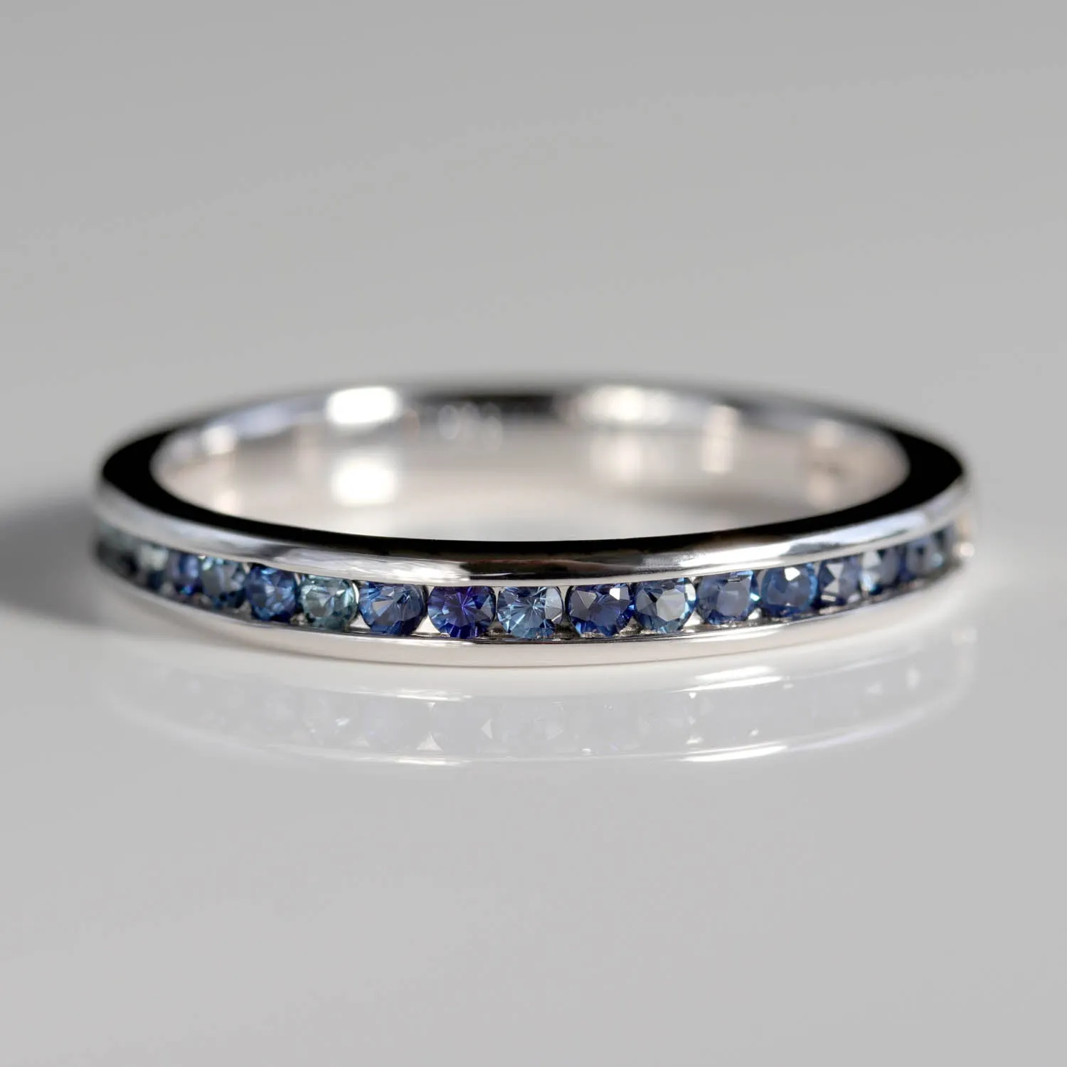 Channel Set Half Eternity Band with Denim Blue Australian Sapphires