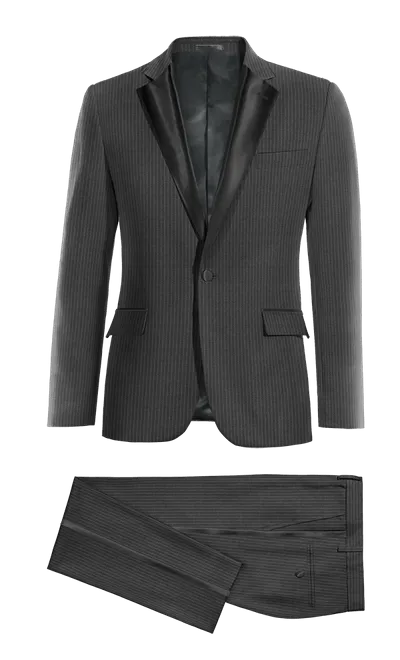 Charcoal pinstripe Tuxedo with black lapel