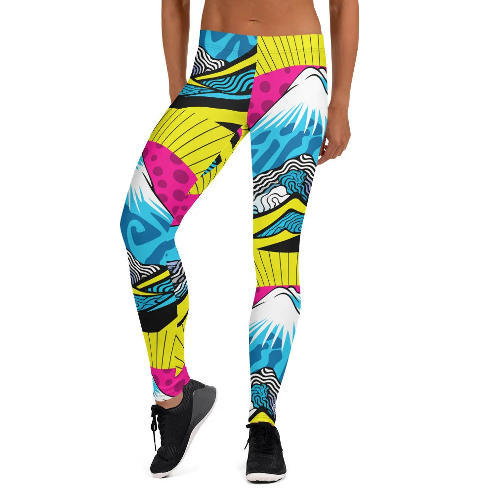 Colorful and Vibrant Roy Lichtenstein Mt Fuji Yoga Pants for Women 002