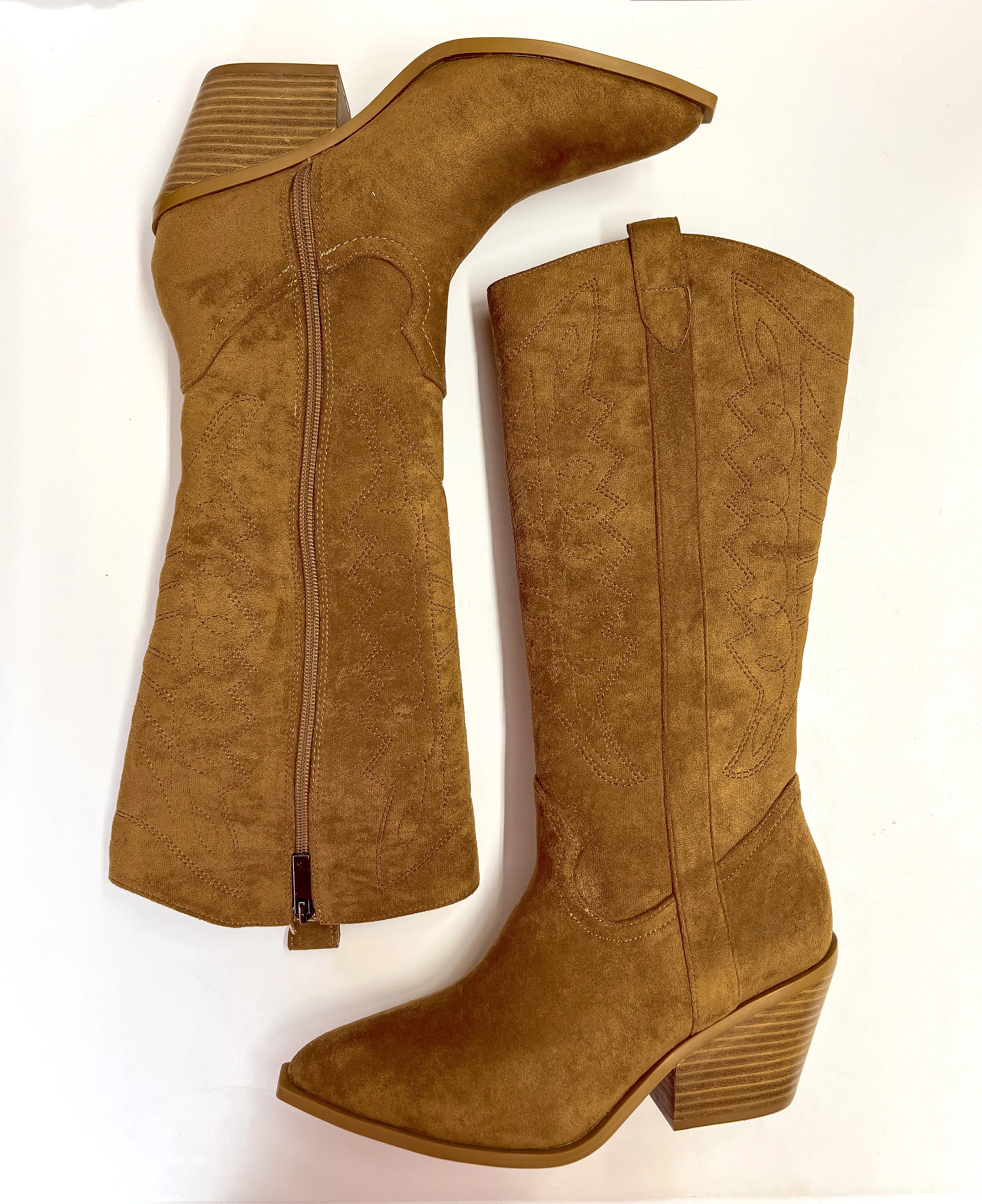 Corky's | Howdy Western Stitch Boots in Cognac Suede