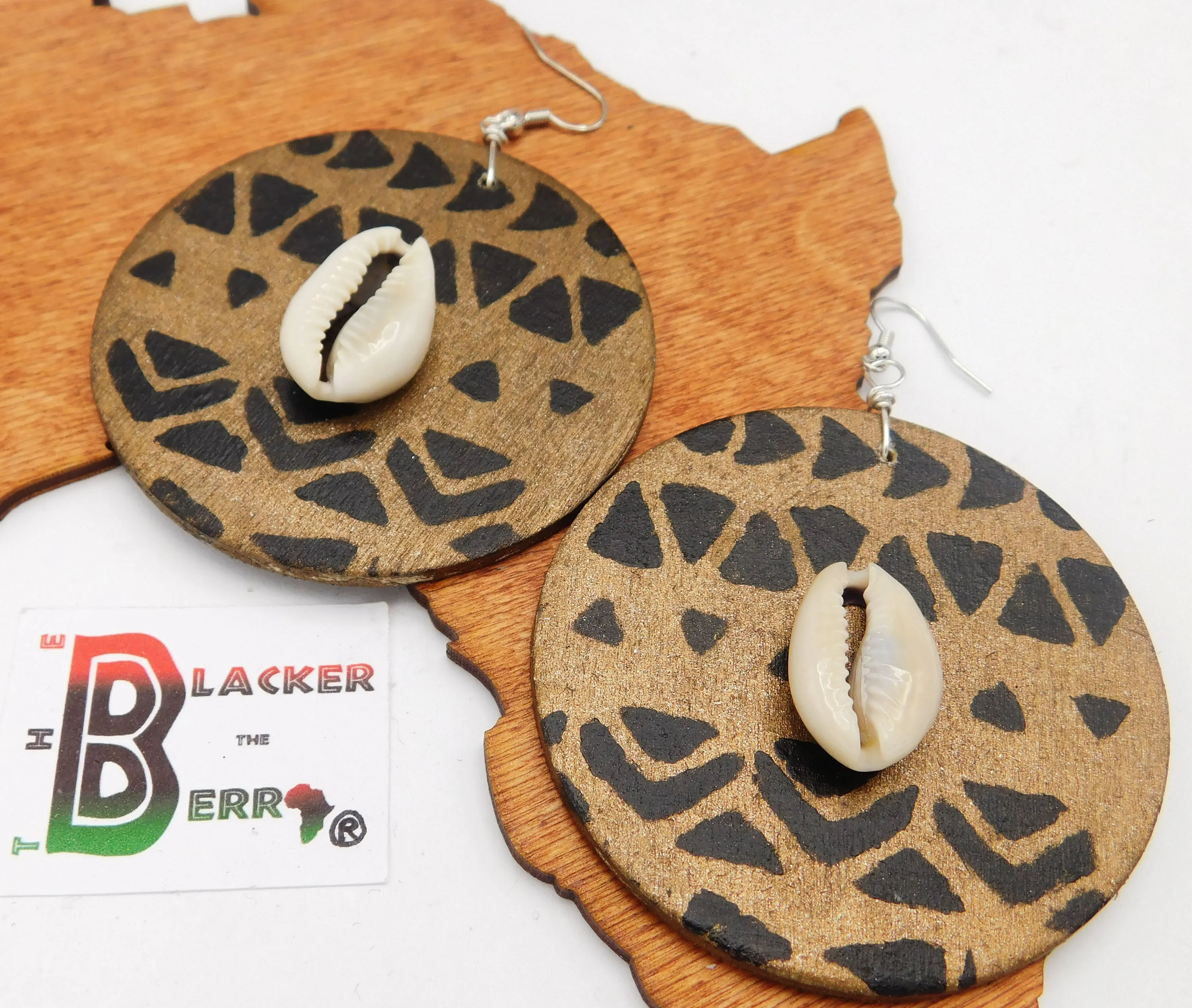 Cowrie Earrings Women Jewelry Black Handmade