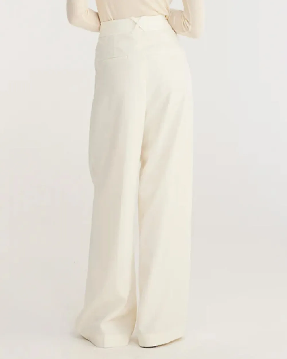 Cream Wide Leg Tailored Trouser