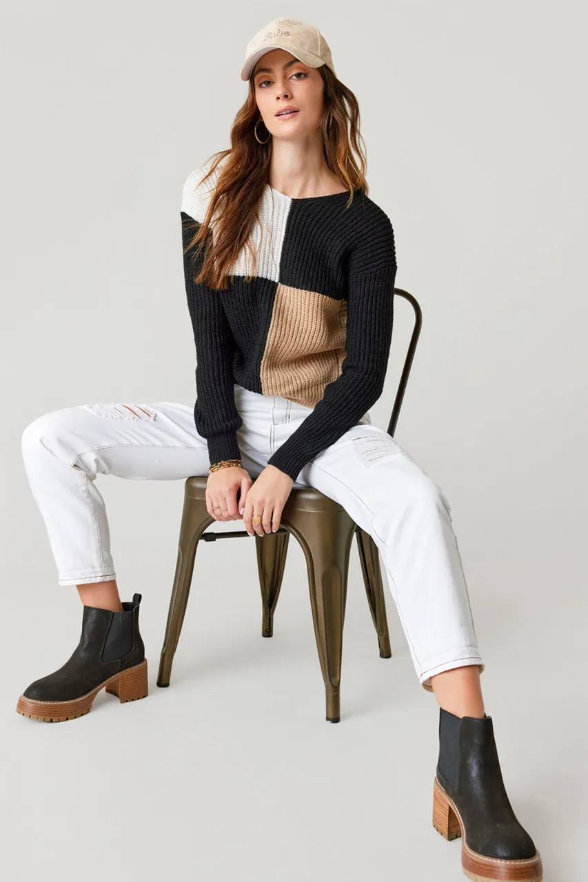 Cristley Knotted Colorblock Sweater