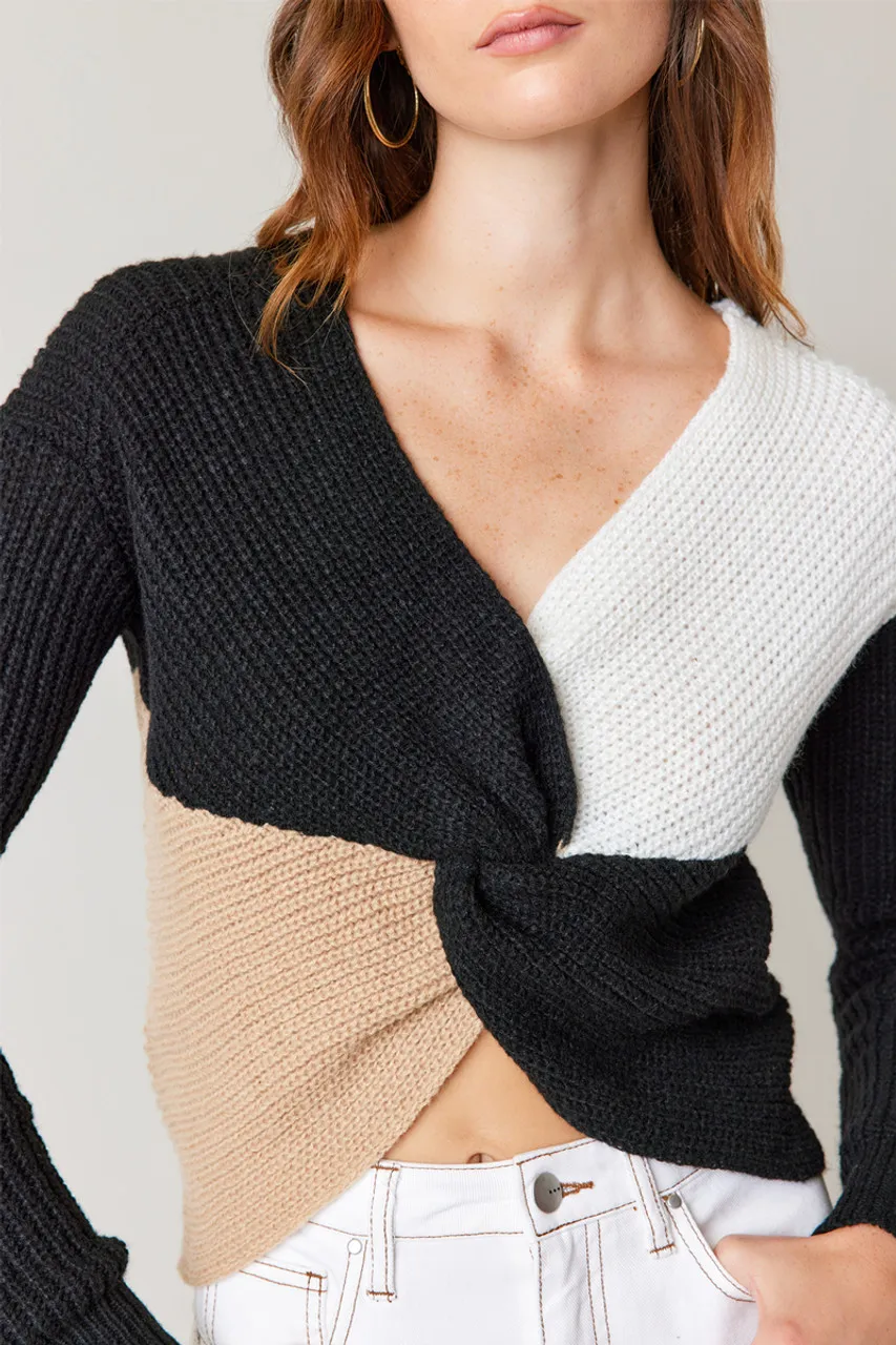 Cristley Knotted Colorblock Sweater