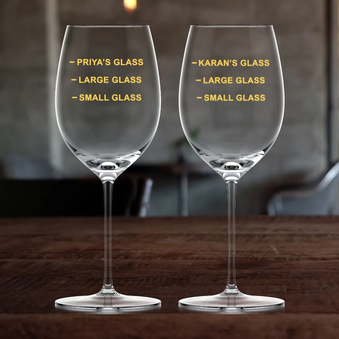 Custom Wine Glasses Gift Set Marriage Anniversary Gifts for Couple - Funny Measurement