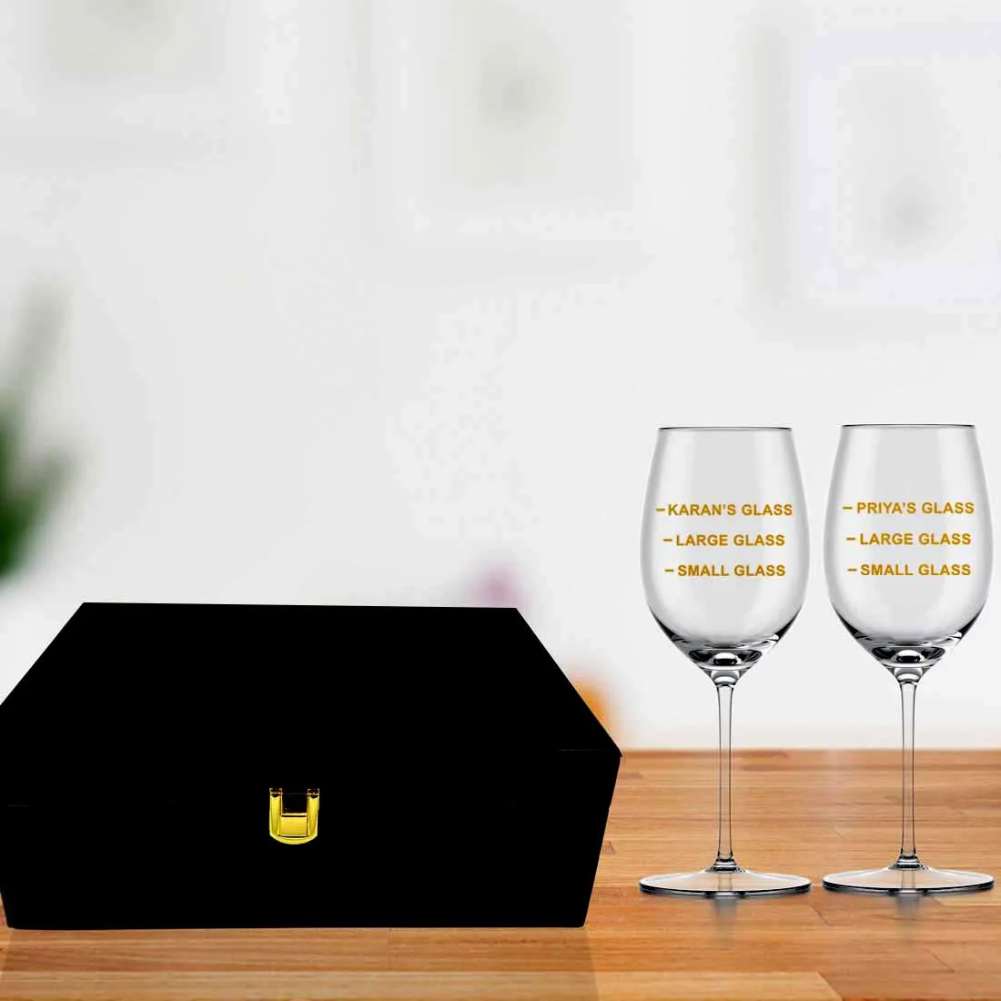 Custom Wine Glasses Gift Set Marriage Anniversary Gifts for Couple - Funny Measurement