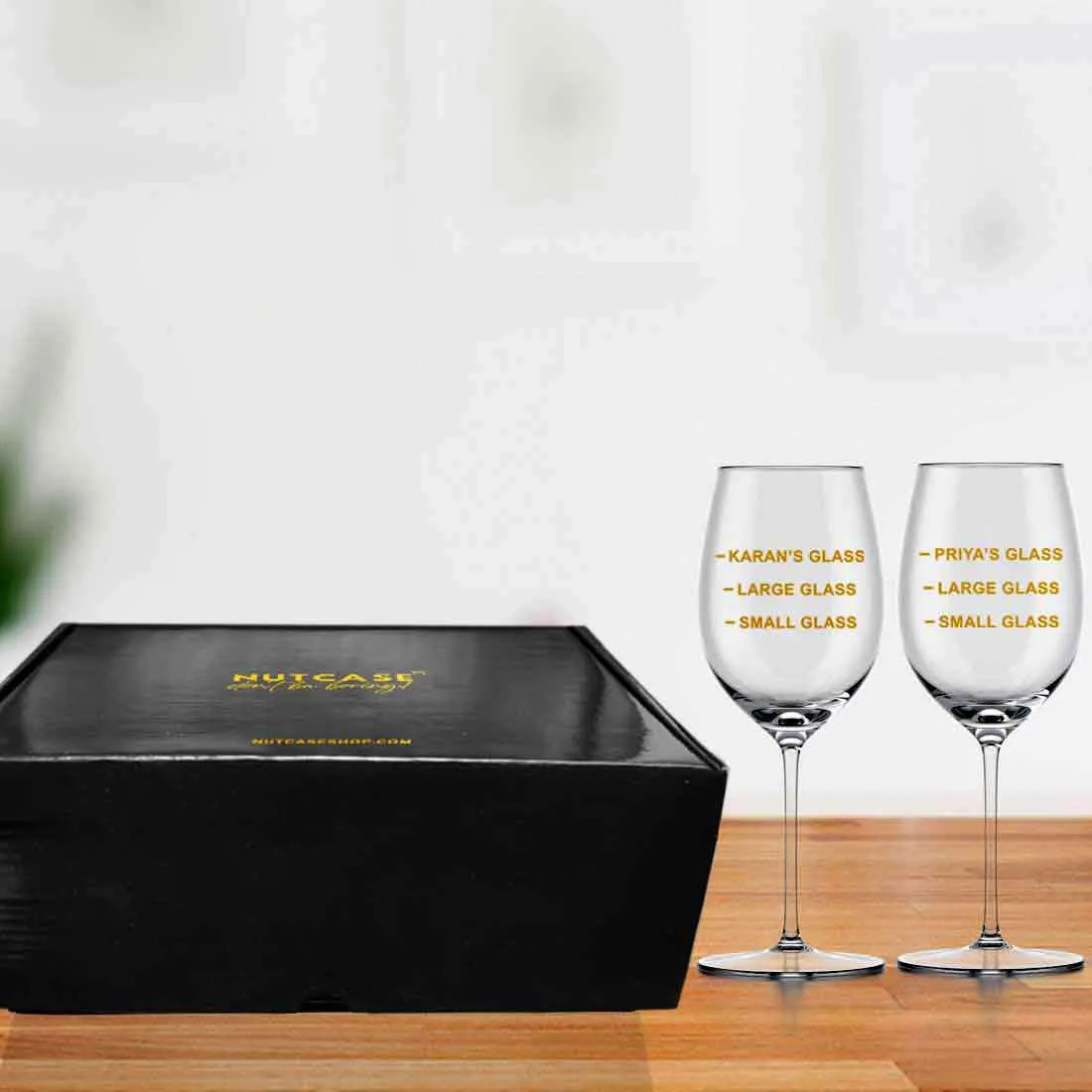 Custom Wine Glasses Gift Set Marriage Anniversary Gifts for Couple - Funny Measurement