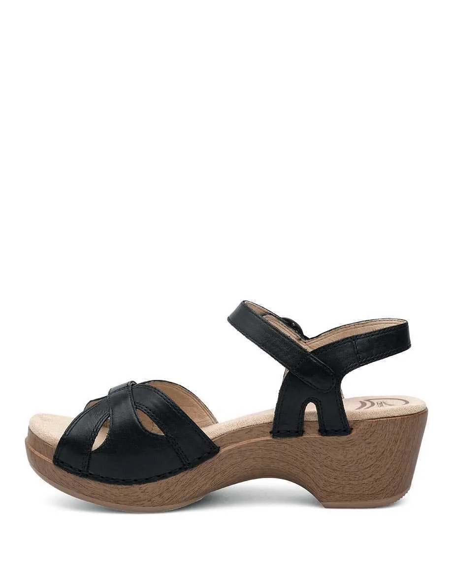 Dansko Womens Season Sandal- Black Smooth Leather