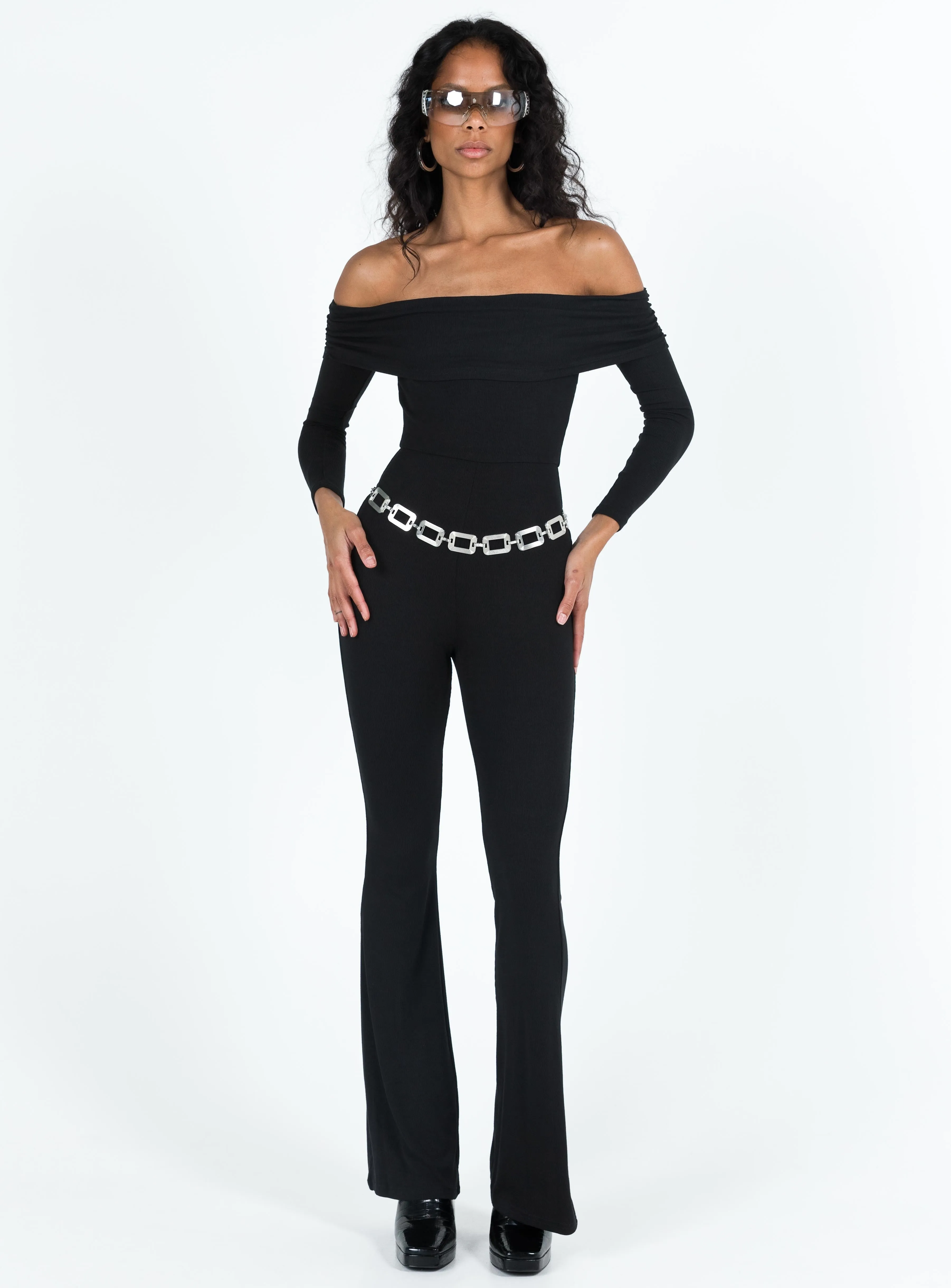 Darsa Off The Shoulder Jumpsuit Black