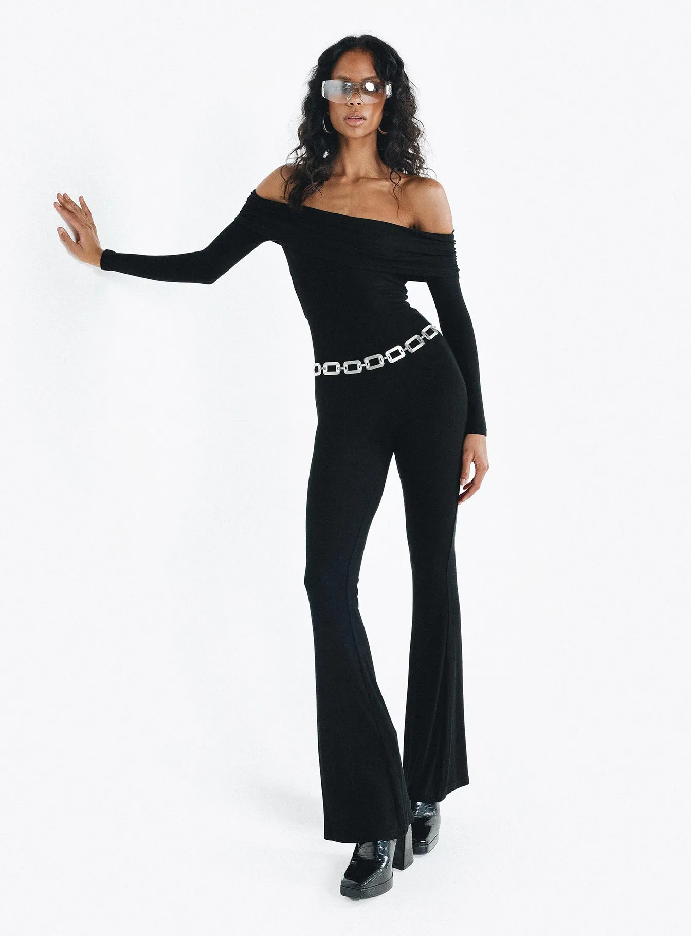 Darsa Off The Shoulder Jumpsuit Black