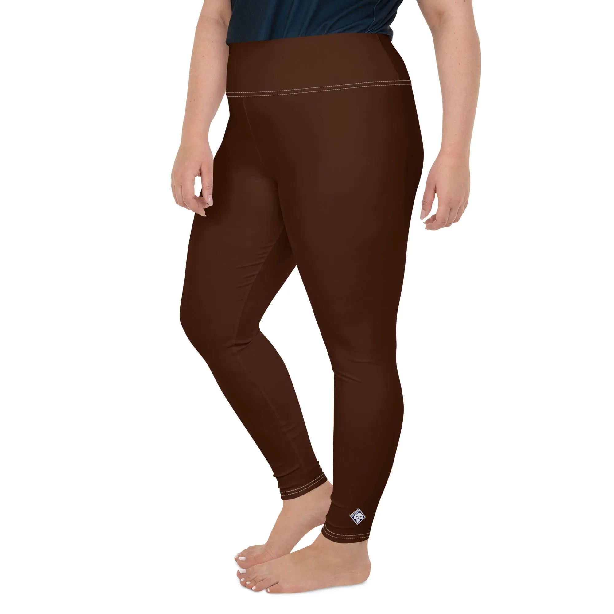 Empower Your Moves: Plus Size Solid Yoga Leggings for Women - Chocolate