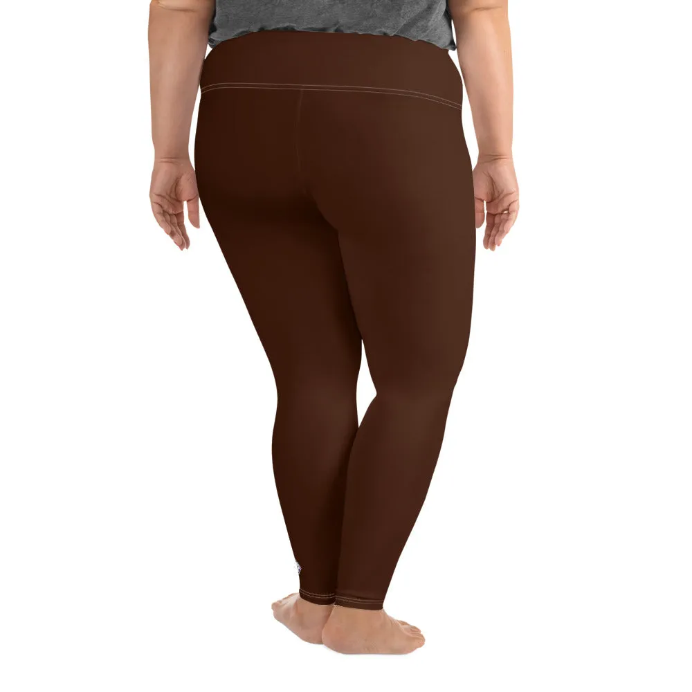 Empower Your Moves: Plus Size Solid Yoga Leggings for Women - Chocolate