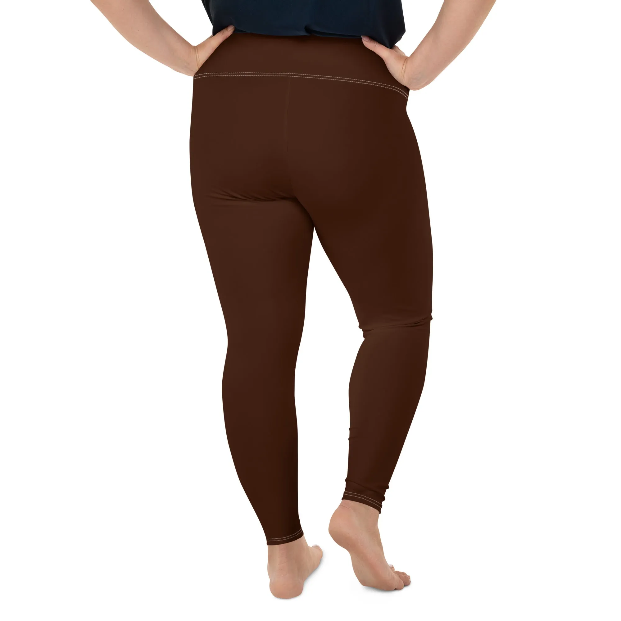 Empower Your Moves: Plus Size Solid Yoga Leggings for Women - Chocolate