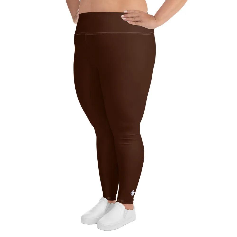 Empower Your Moves: Plus Size Solid Yoga Leggings for Women - Chocolate