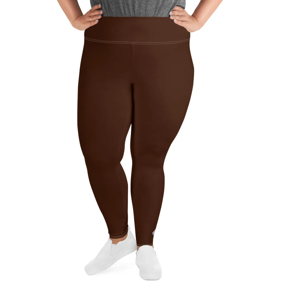 Empower Your Moves: Plus Size Solid Yoga Leggings for Women - Chocolate