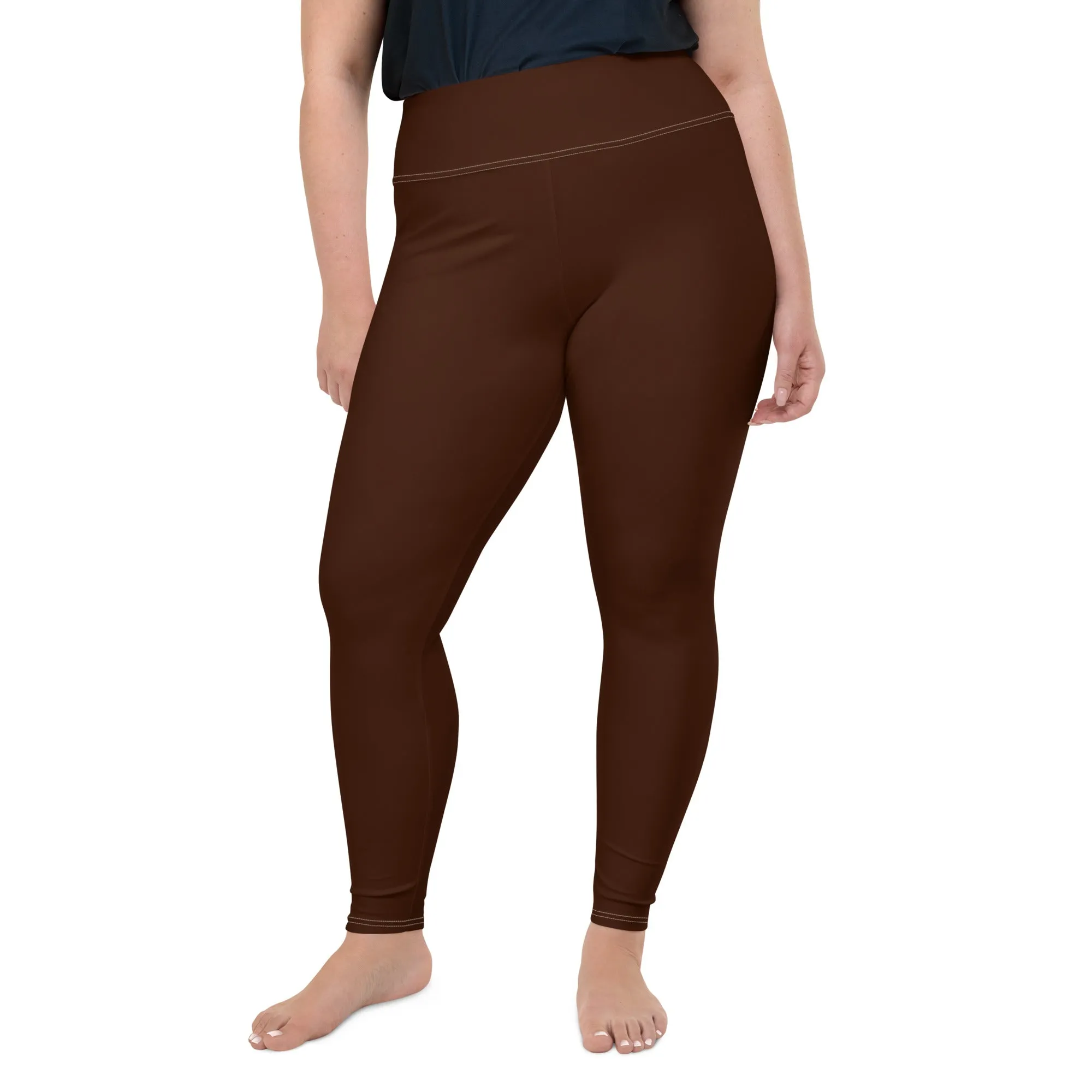 Empower Your Moves: Plus Size Solid Yoga Leggings for Women - Chocolate