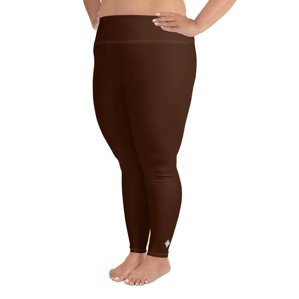 Empower Your Moves: Plus Size Solid Yoga Leggings for Women - Chocolate