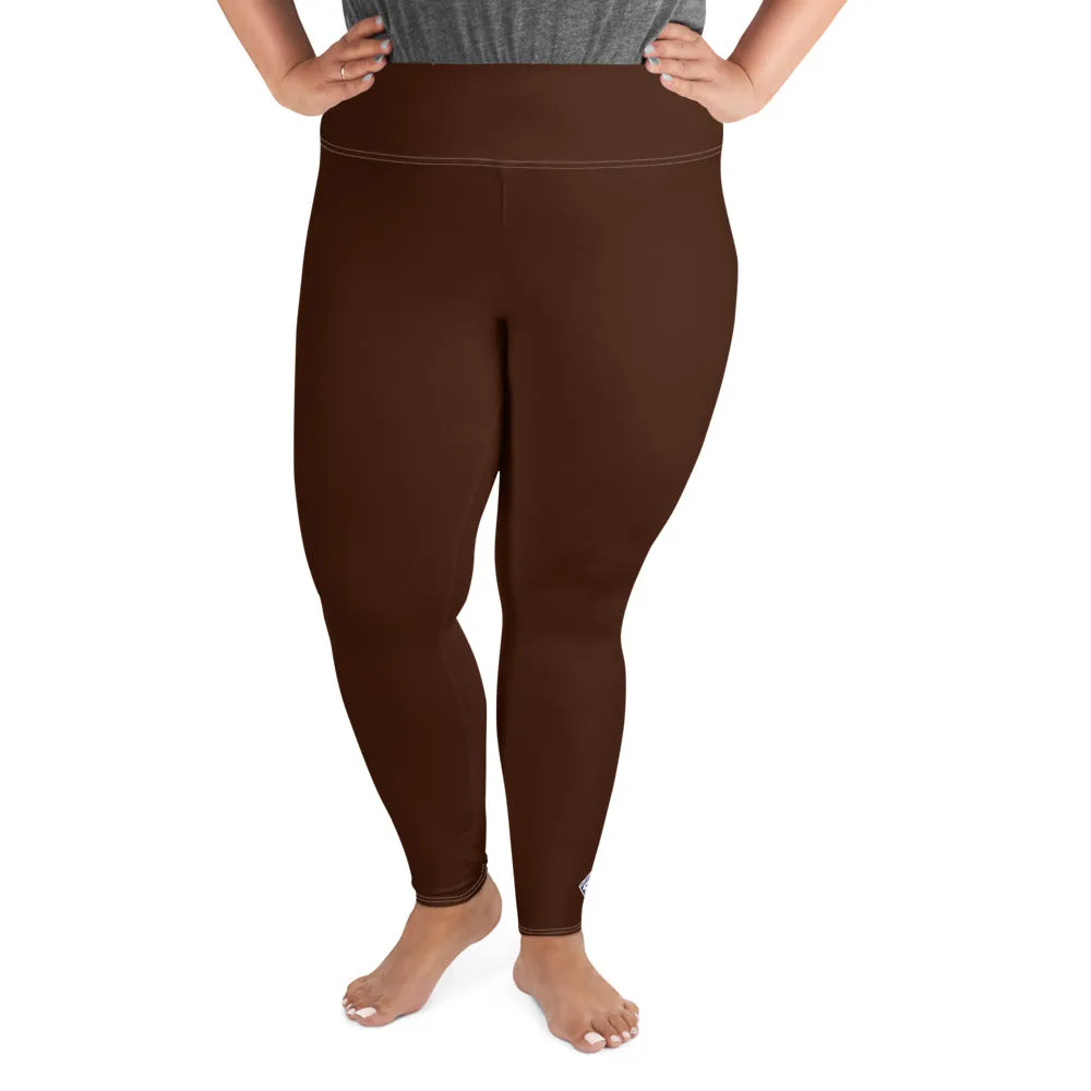 Empower Your Moves: Plus Size Solid Yoga Leggings for Women - Chocolate