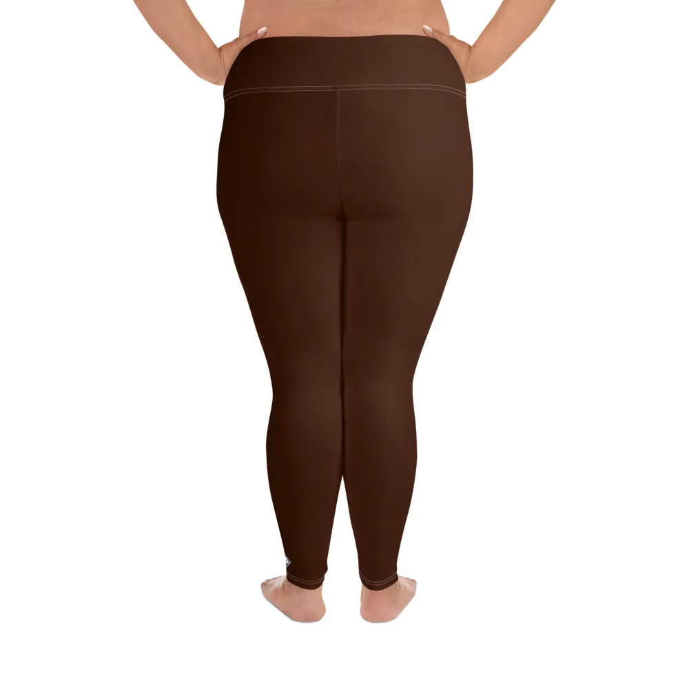 Empower Your Moves: Plus Size Solid Yoga Leggings for Women - Chocolate