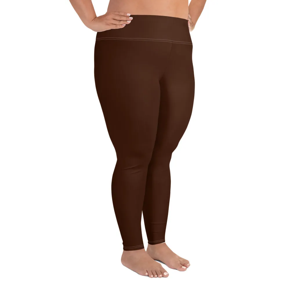 Empower Your Moves: Plus Size Solid Yoga Leggings for Women - Chocolate