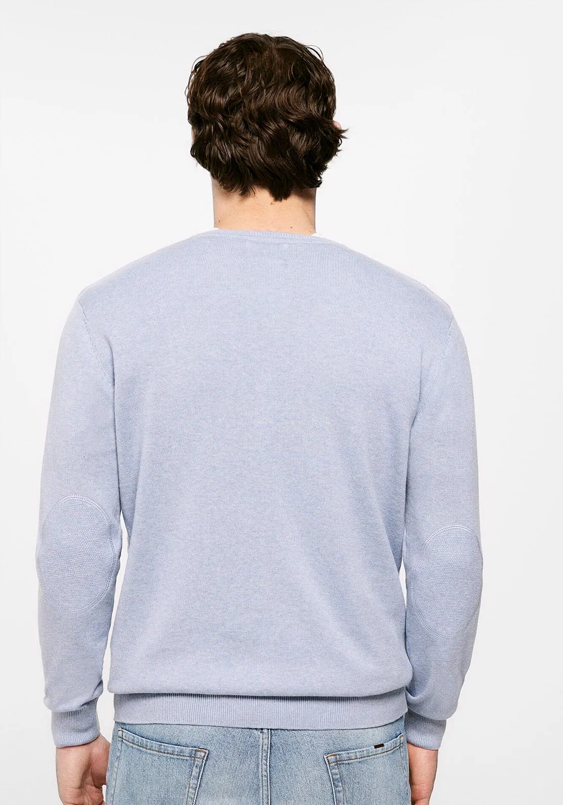 Essential jumper with elbow patches - Blue