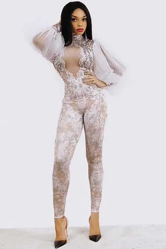 Feelings Diamante Bodysuit (Rhinestones)