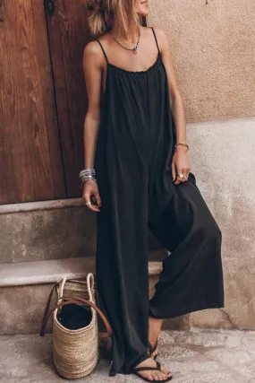 Frilled neck line wide leg Jumpsuit Romper