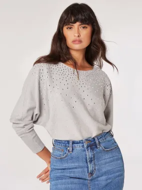 Gem Embellished Batwing Jumper | Apricot Clothing